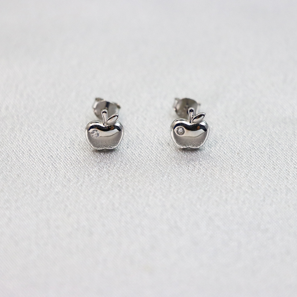S925 Sterling Silver Exquisite Mini Apple-shaped Stud Earrings for Women