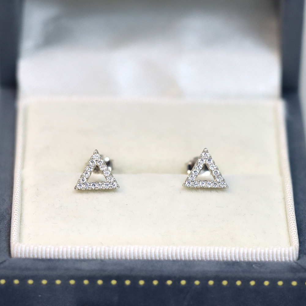 S925 Silver Triangle-shaped Stud Earrings for Women