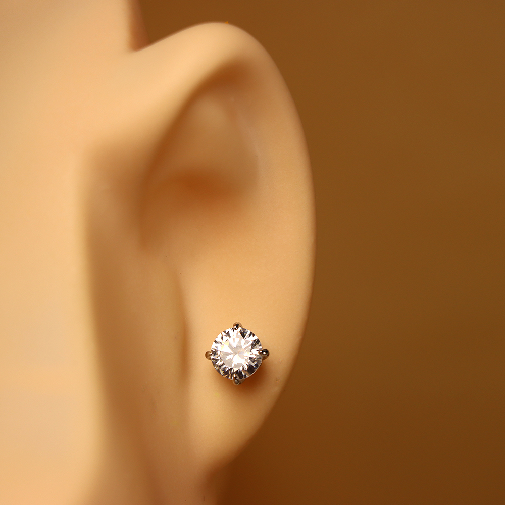 S925 Sterling Silver Simple Single Diamond Earring