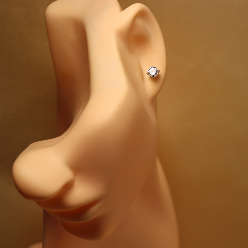 S925 Sterling Silver Simple Single Diamond Earring