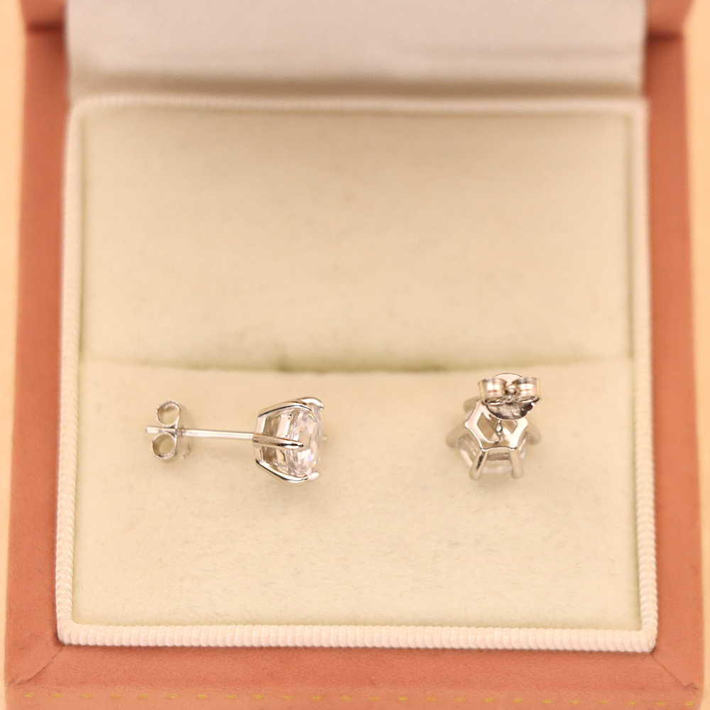 S925 Sterling Silver Hexagonal Diamond Earrings