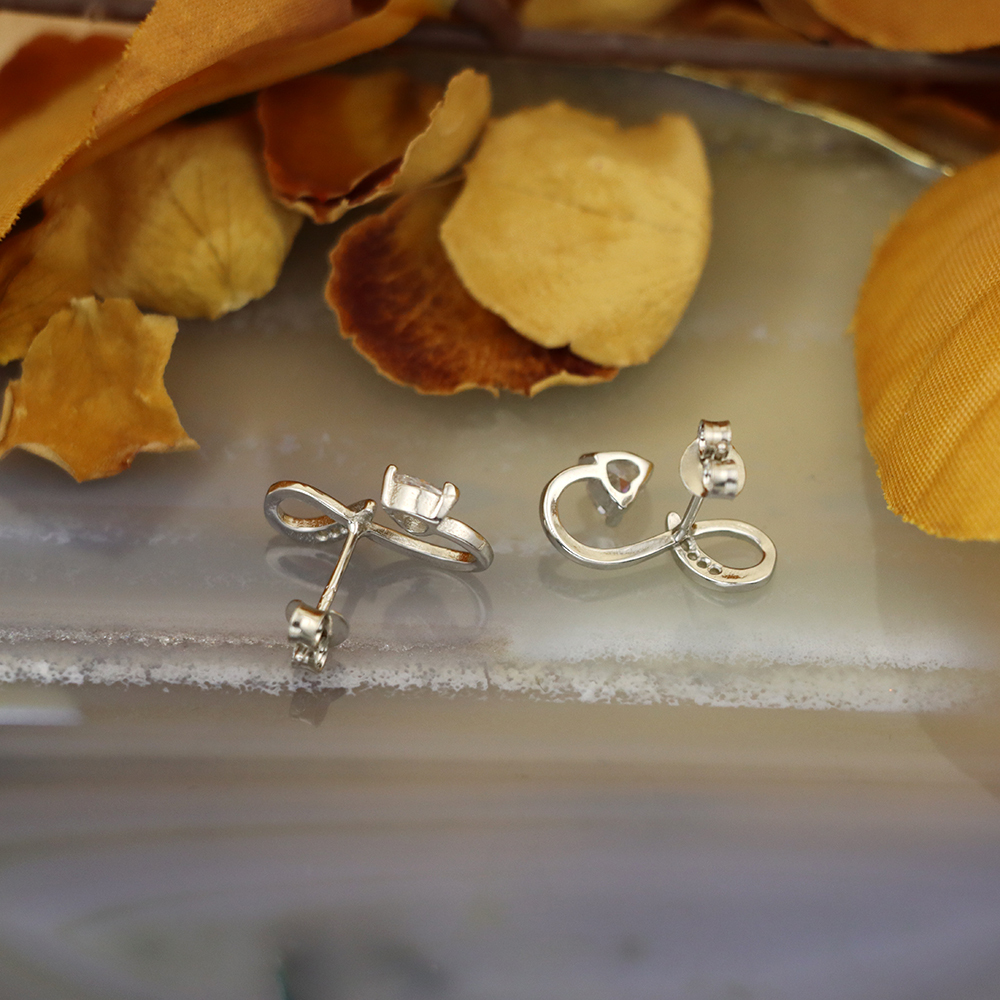 S925 Sterling Silver Infinity Heart - shaped Earrings