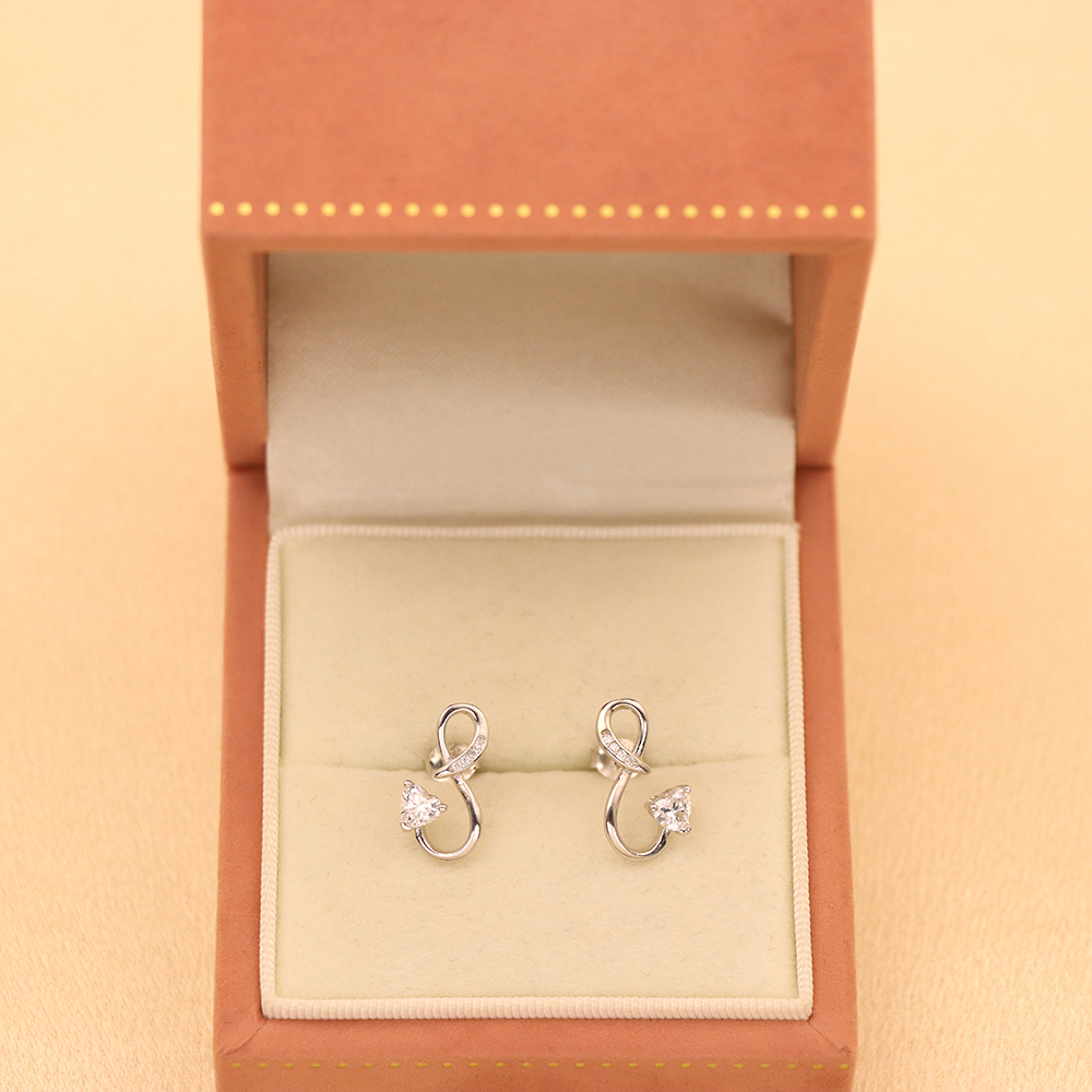 S925 Sterling Silver Infinity Heart - shaped Earrings