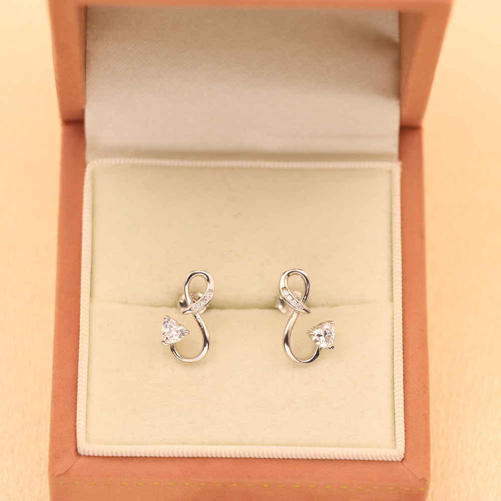 S925 Sterling Silver Infinity Heart - shaped Earrings