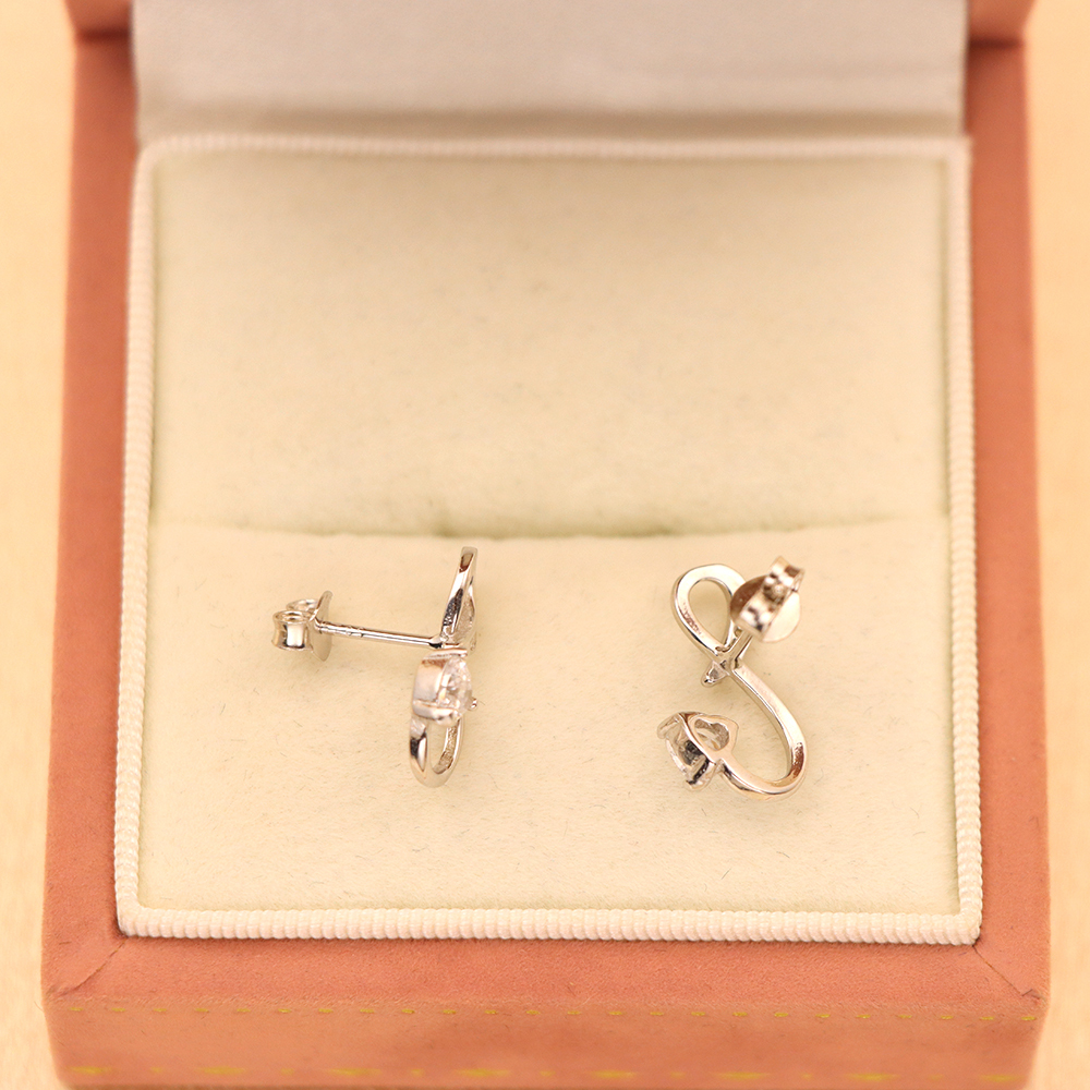 S925 Sterling Silver Infinity Heart - shaped Earrings