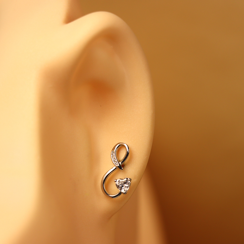 S925 Sterling Silver Infinity Heart - shaped Earrings