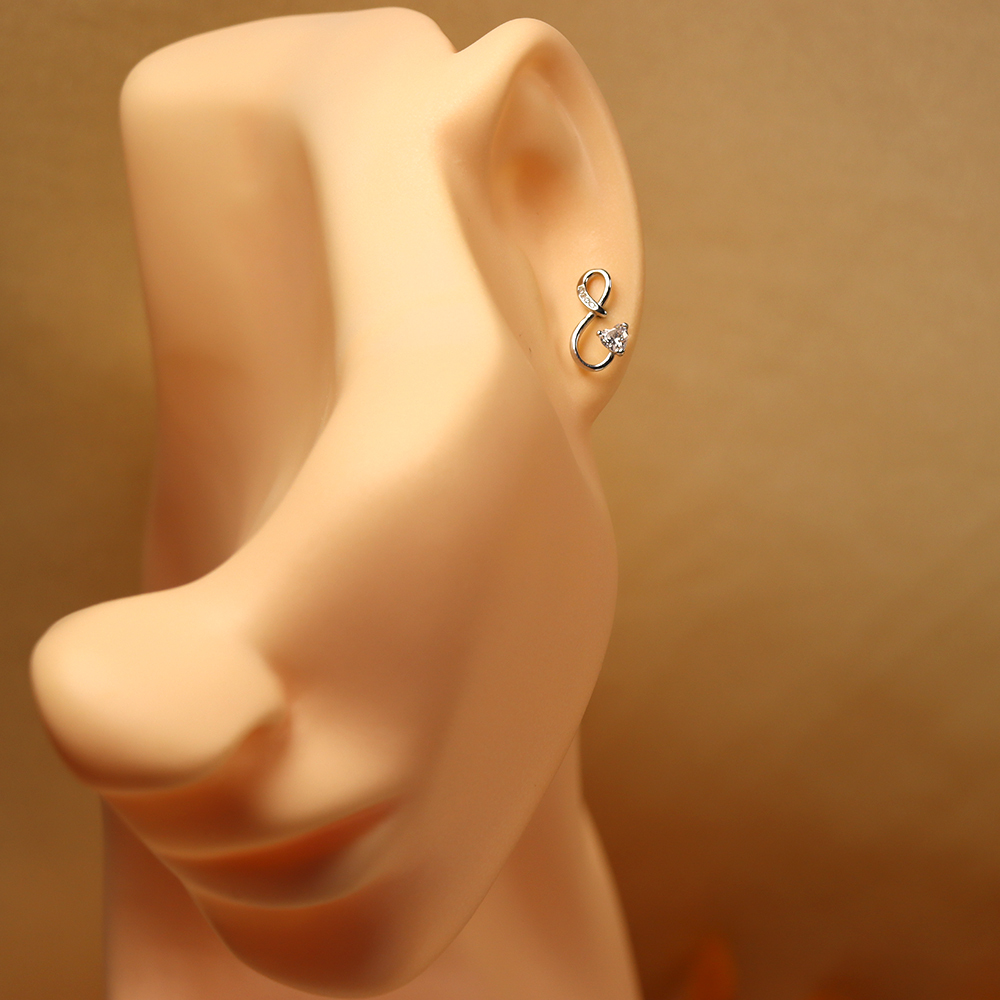 S925 Sterling Silver Infinity Heart - shaped Earrings