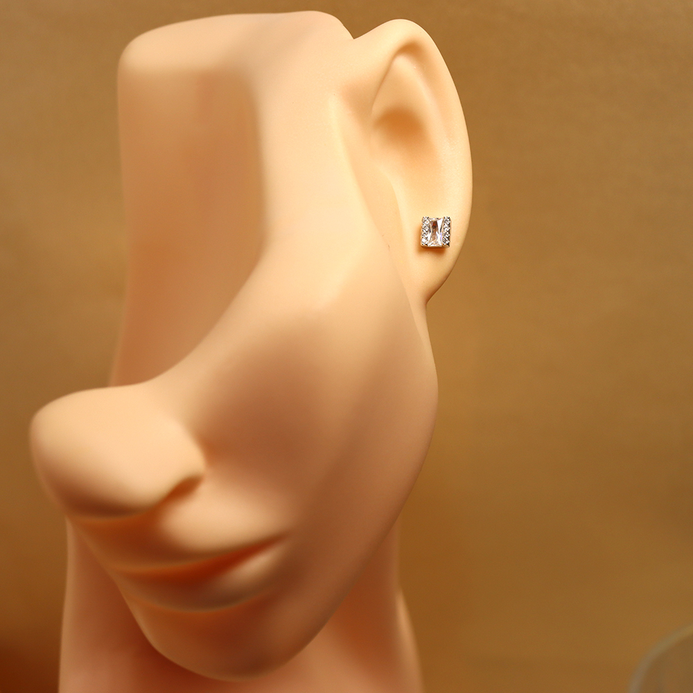 S925 Silver Square-shaped Micro-inlaid with Diamonds Stud Earrings for Women