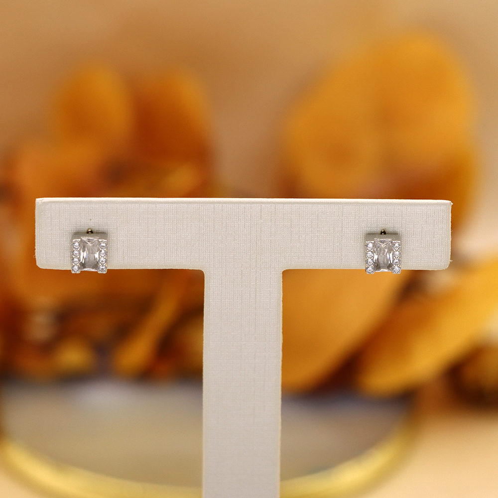 S925 Silver Square-shaped Micro-inlaid with Diamonds Stud Earrings for Women