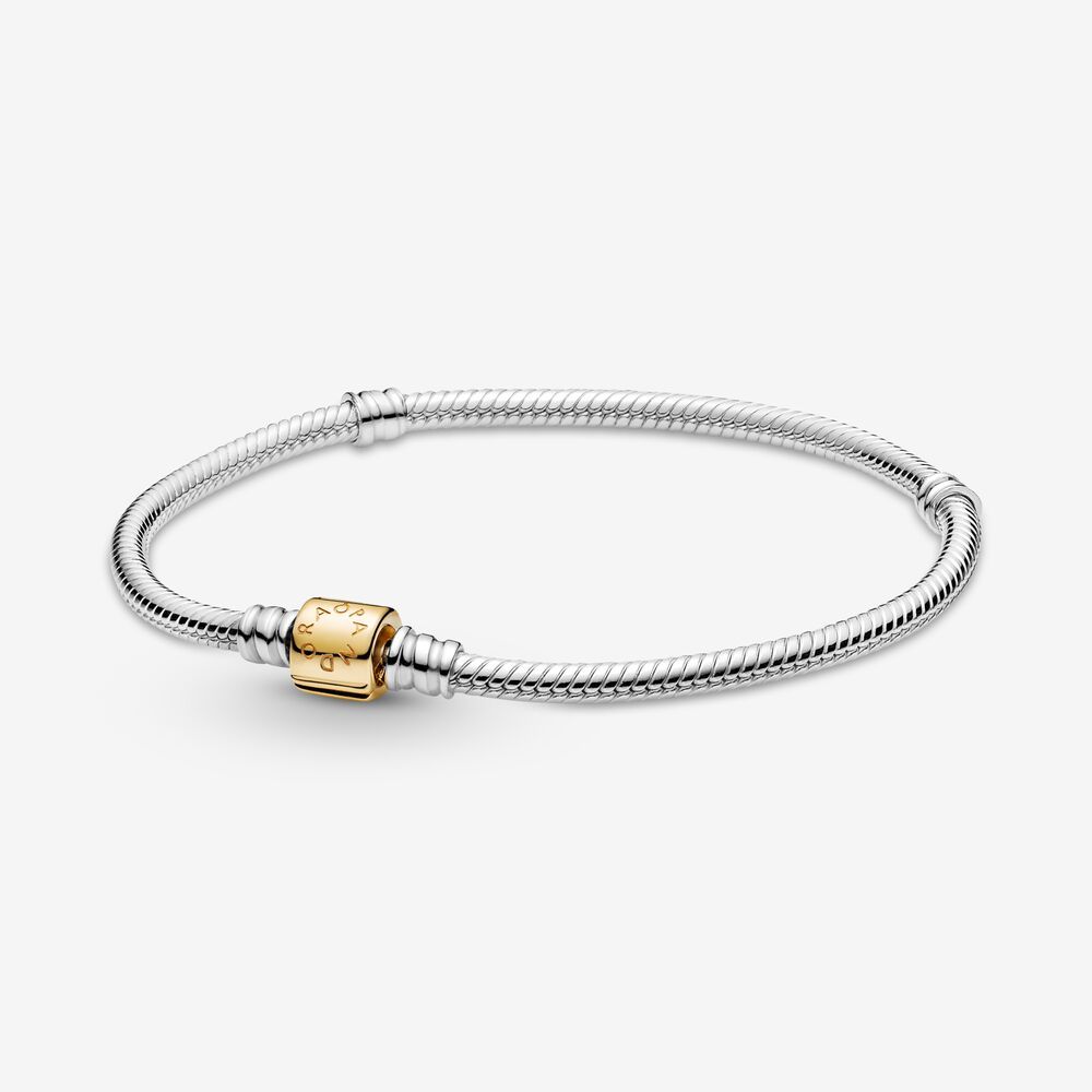 Pandora Snake Chain Charm Bracelet Gold Silver