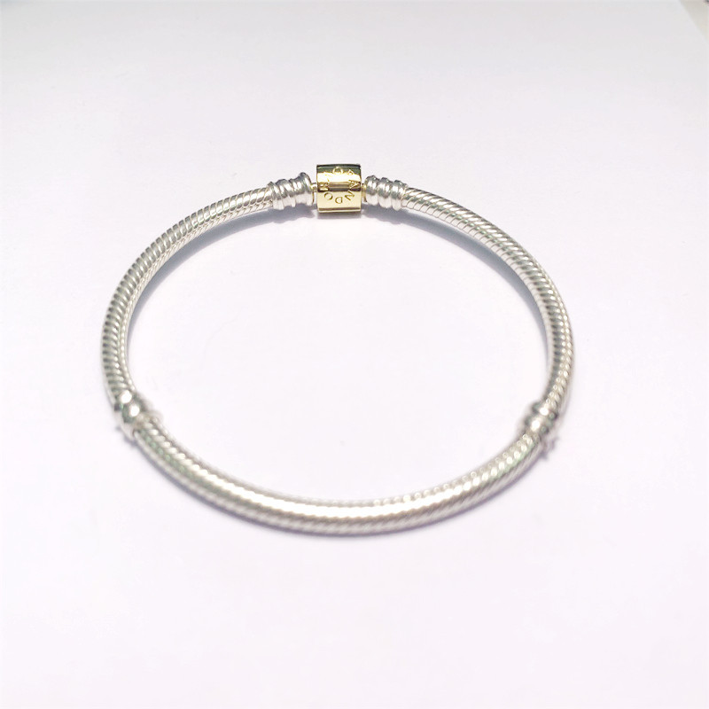 Pandora Snake Chain Charm Bracelet Gold Silver