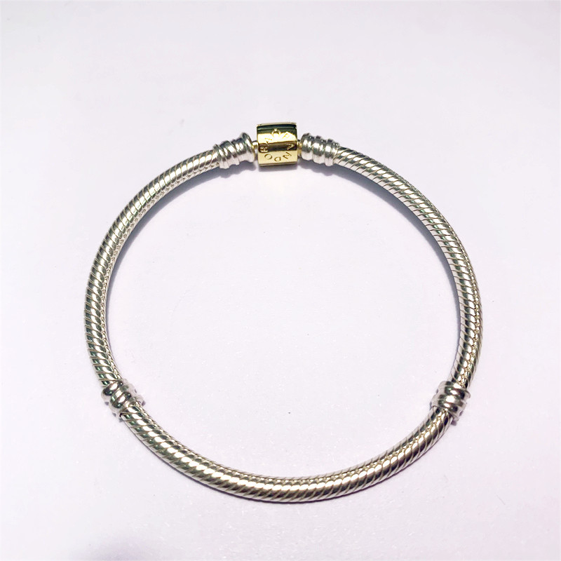Pandora Snake Chain Charm Bracelet Gold Silver