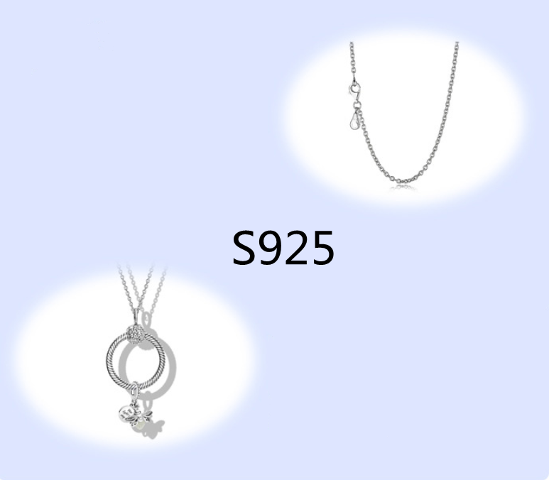 Pandora necklace silver S925 Luminous firefly pendant heart 'O' Pendant  45cm