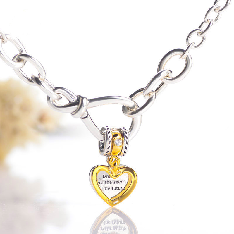 Pandora S925 sterling silver sweet cool girl combination love sparkle necklace