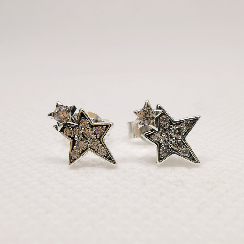 Pandora Sparkling Asymmetric Stars Stud Earrings S925 ALE