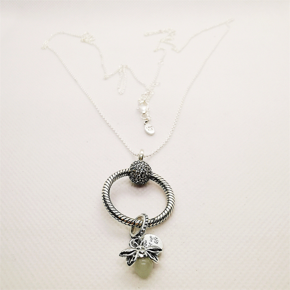 Pandora necklace silver S925 Luminous firefly pendant heart 'O' Pendant  45cm