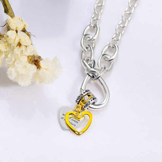 Pandora S925 sterling silver sweet cool girl combination love sparkle necklace