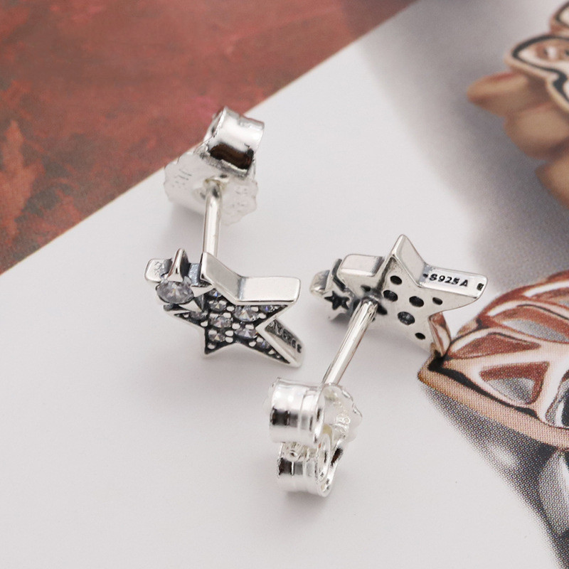 Pandora Sparkling Asymmetric Stars Stud Earrings S925 ALE