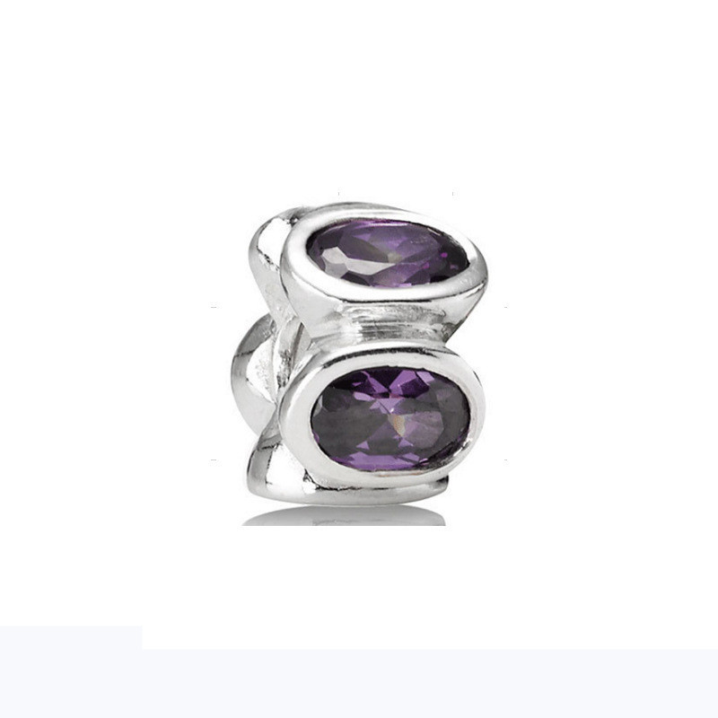 Pandora Charm-Silver & Purple Oval Lights Charm