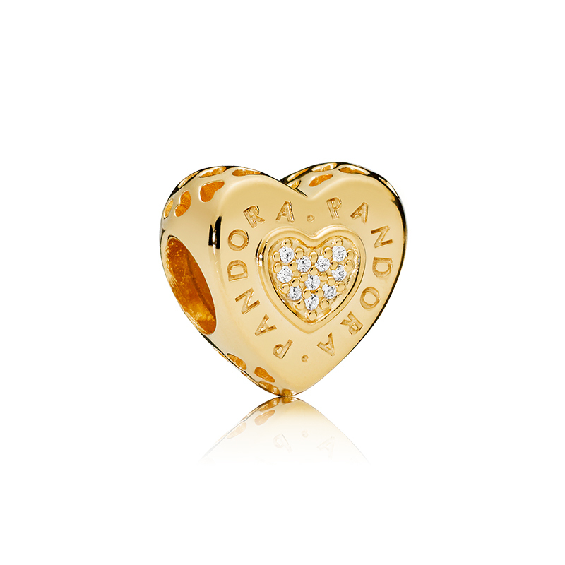 New Pandora Shine Love Heart Gold Charm Shine Christmas Gift