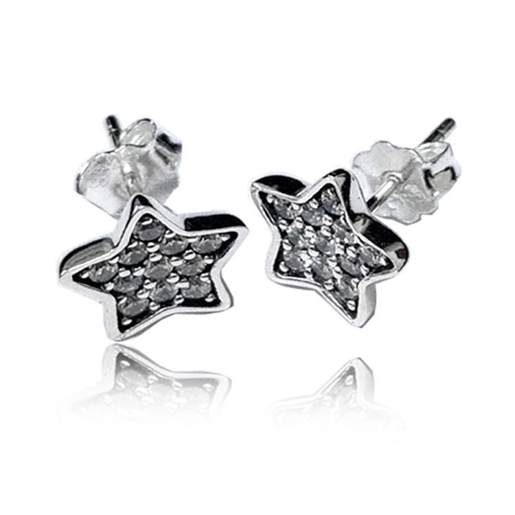 NEW Pandora Silver Clear Pave Star Earrings