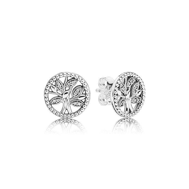 Pandora S925 Sparkling Family Tree Stud Earrings
