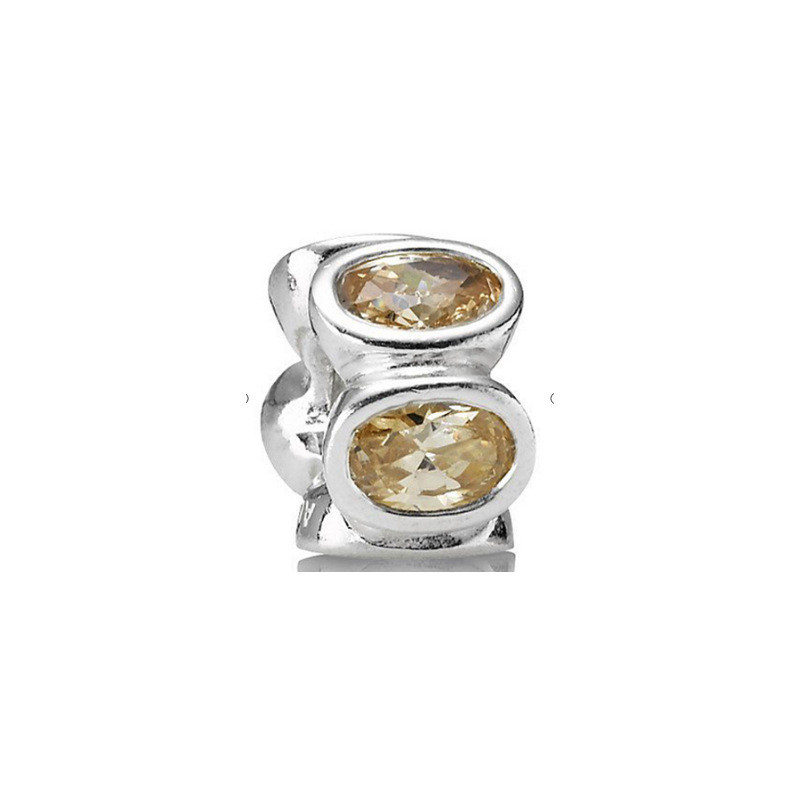 Pandora Oval Silver & Champagne CZ Charm