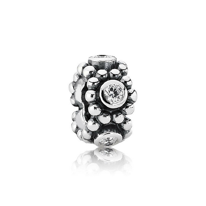 Pandora 925 ALE SILVER CLEAR CIRCLE GAME SPACER CHARM BEAD