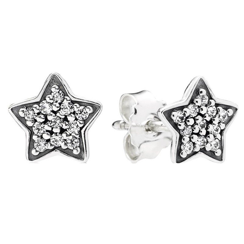 NEW Pandora Silver Clear Pave Star Earrings
