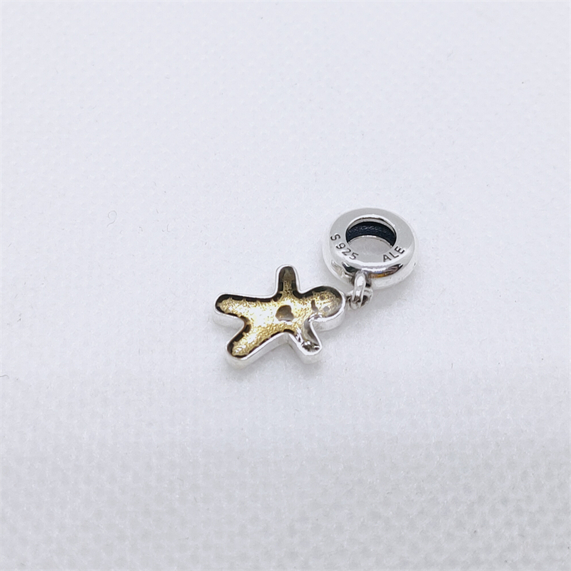 GINGERBREAD MAN Pandora Brown Enamel CHRISTMAS Dangle Charm