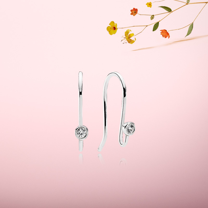 RETIRED Pandora Silver Compose Dangle EARRINGS POSTS Hooks