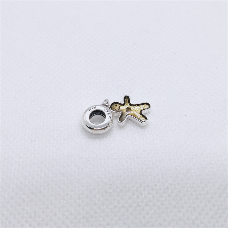 GINGERBREAD MAN Pandora Brown Enamel CHRISTMAS Dangle Charm