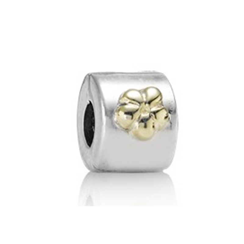 Pandora silver GOLD FLOWER CLIP STOPPER Charm