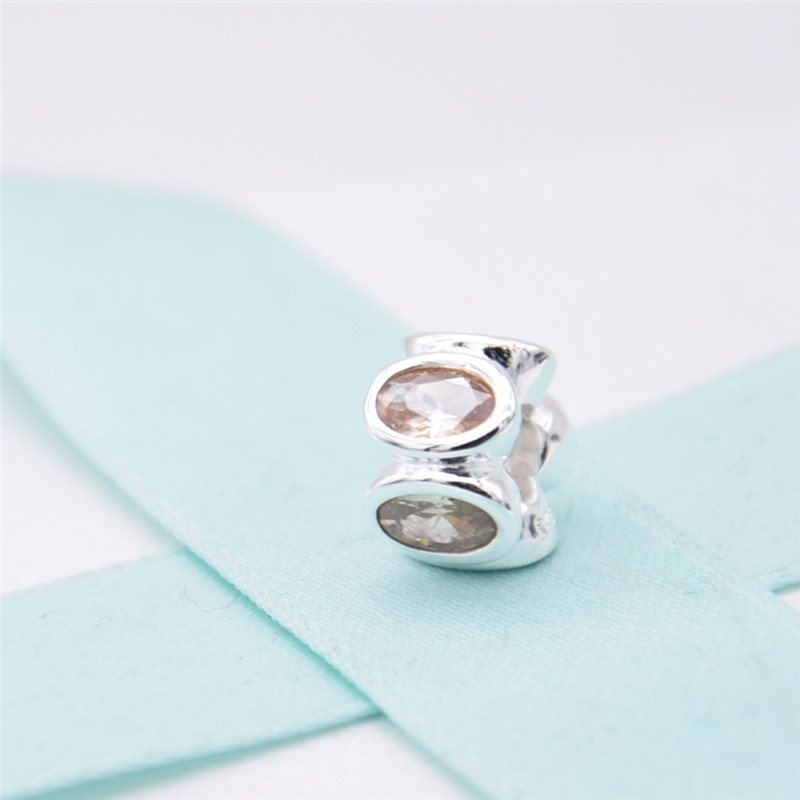 Pandora Oval Silver & Champagne CZ Charm