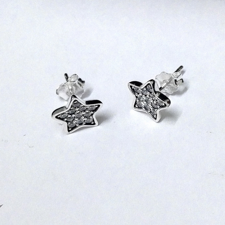 NEW Pandora Silver Clear Pave Star Earrings