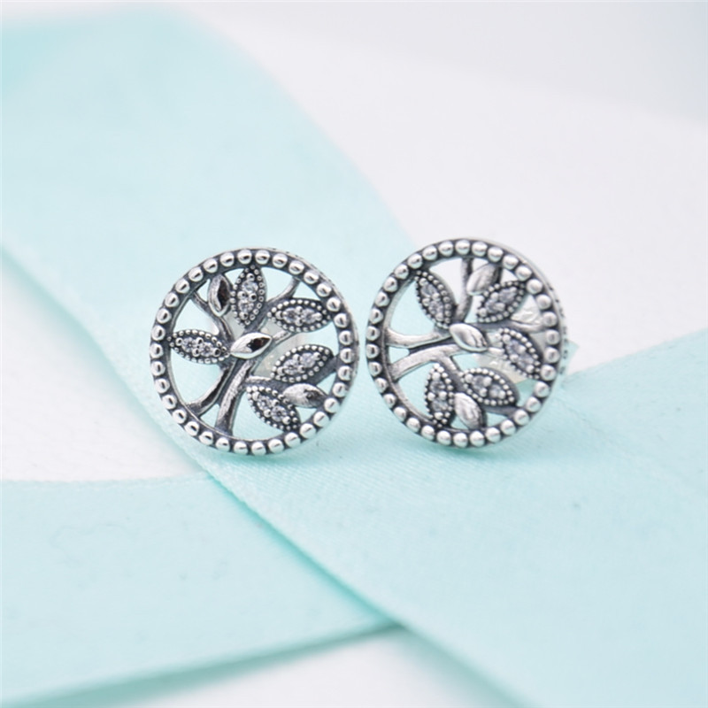 Pandora S925 Sparkling Family Tree Stud Earrings