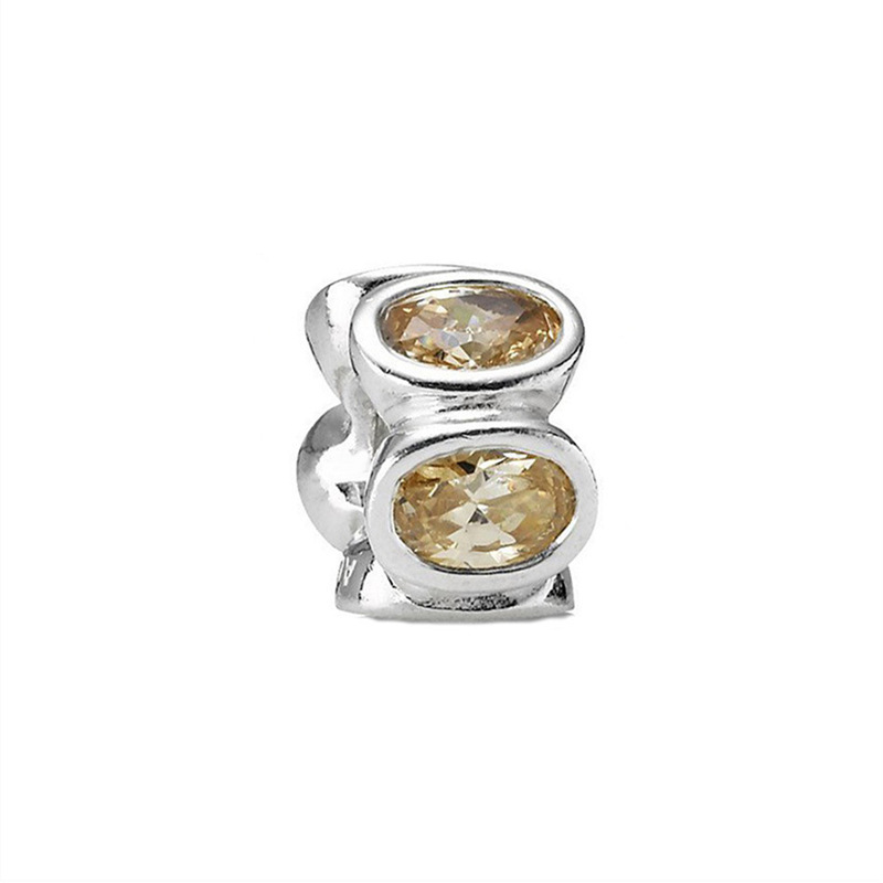 Pandora Oval Silver & Champagne CZ Charm