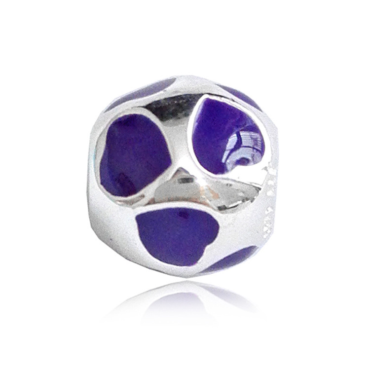New Pandora Love You Violet Purple Enamel Hearts Charm