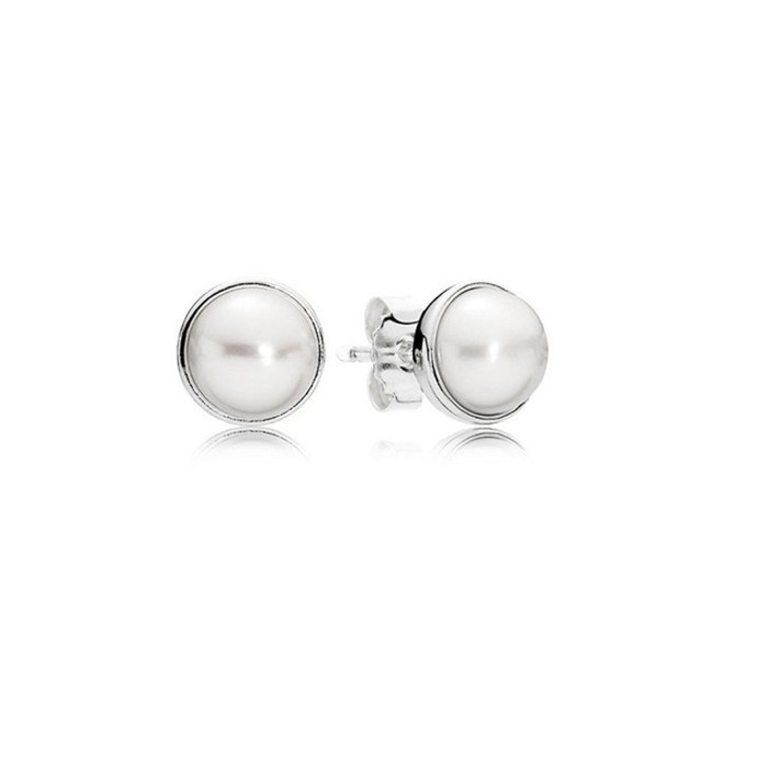 pandora earrings elegant beauty white pearl hinge bx retired