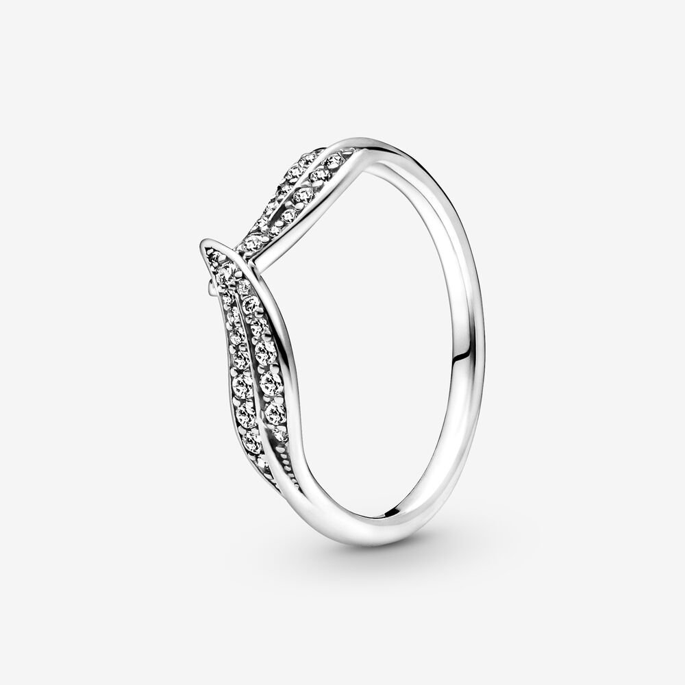 PANDORA 925 Ale Sparkling Pave Leaves Ring