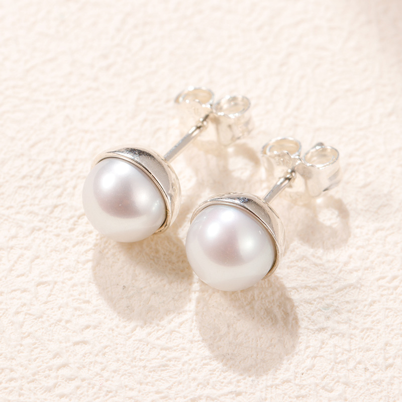 pandora earrings elegant beauty white pearl hinge bx retired