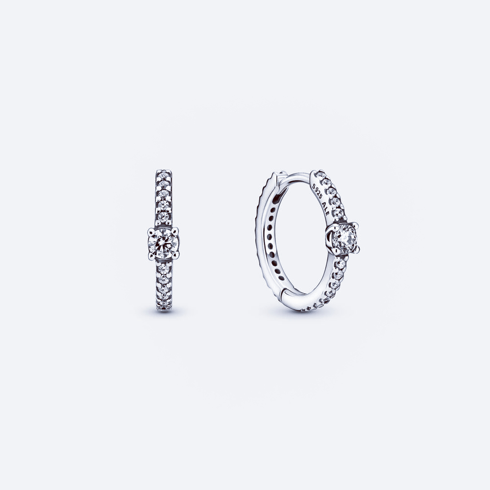 Pandora Sparkling Hoop Earrings S925 ALE