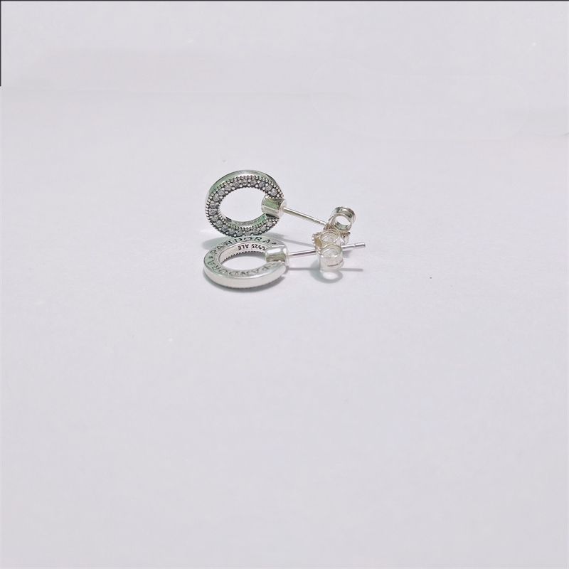 PANDORA Pavé Logo Circle Reversible Stud Earrings