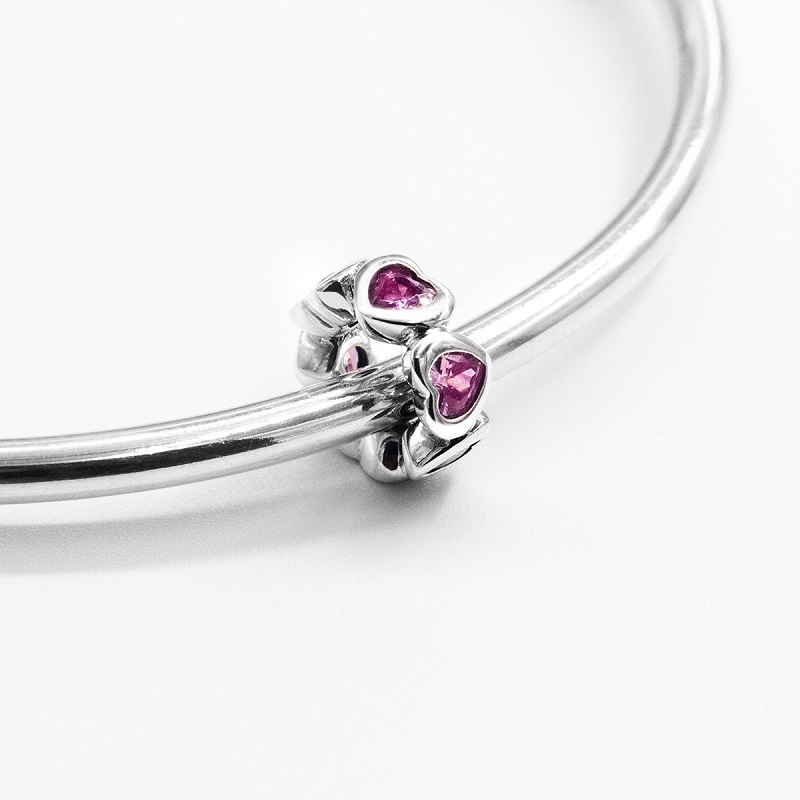 Pandora Charm Space in my Heart, Fancy Pink CZ