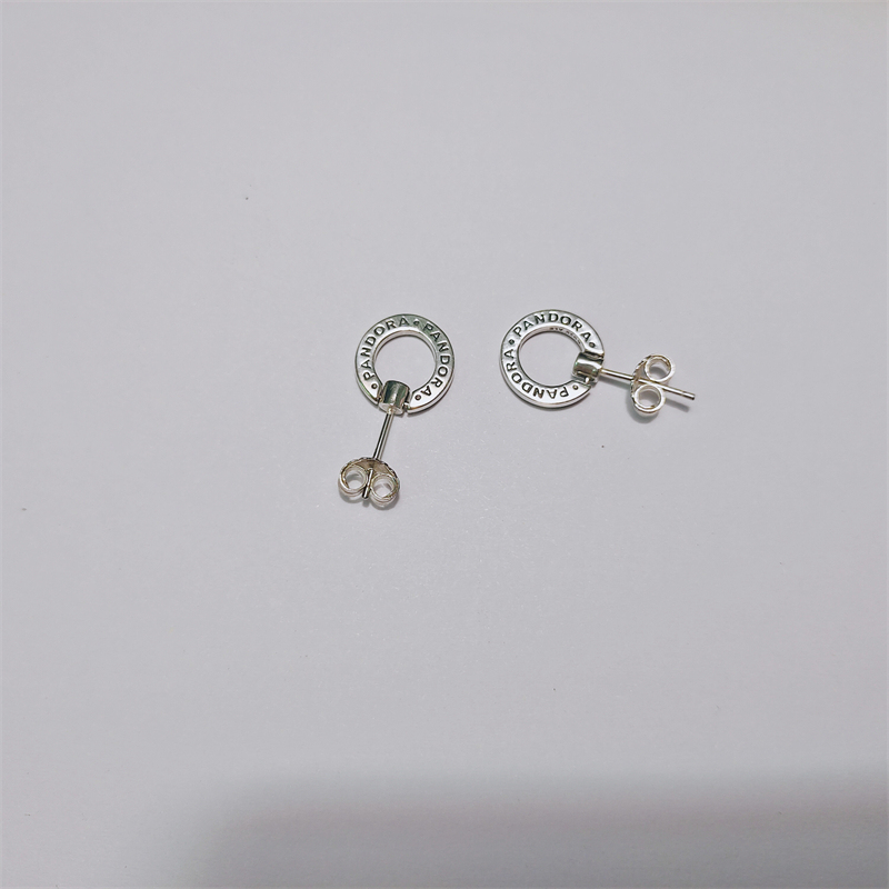 PANDORA Pavé Logo Circle Reversible Stud Earrings