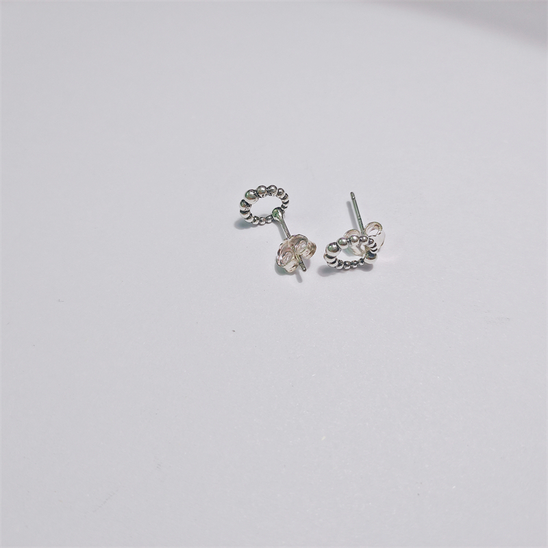 pandora silver earrings beaded circle studs