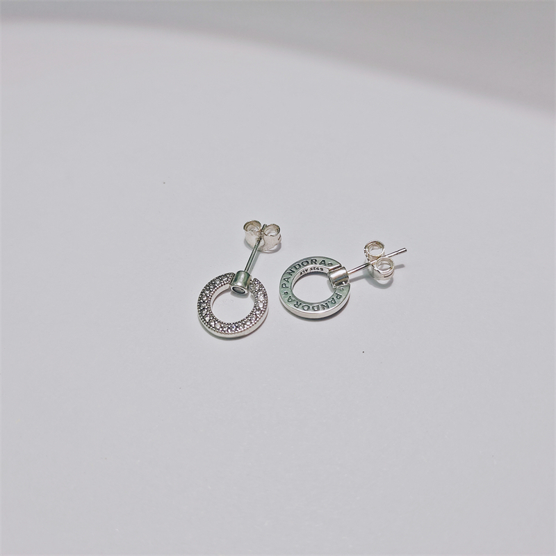 PANDORA Pavé Logo Circle Reversible Stud Earrings