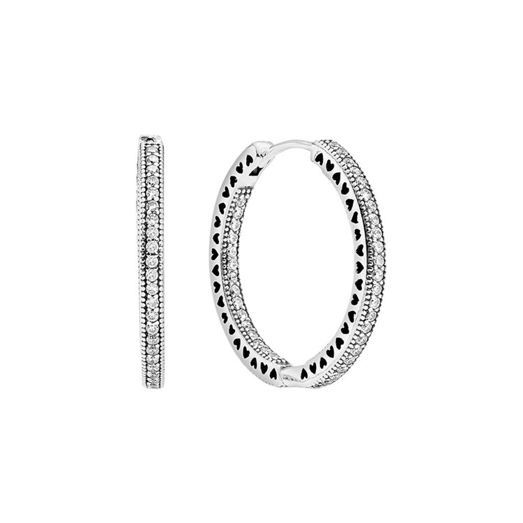 Pandora Hearts Of Pandora Silver Hoop Earrings
