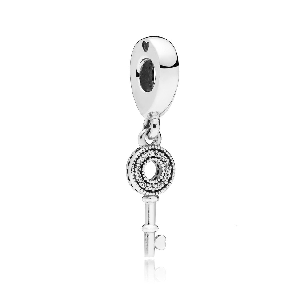 Pandora, S925 Regal Vintage Key Pendant Dangle Bracelet Charm