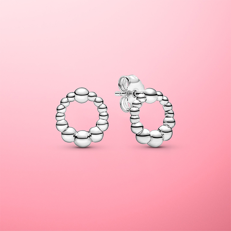 pandora silver earrings beaded circle studs